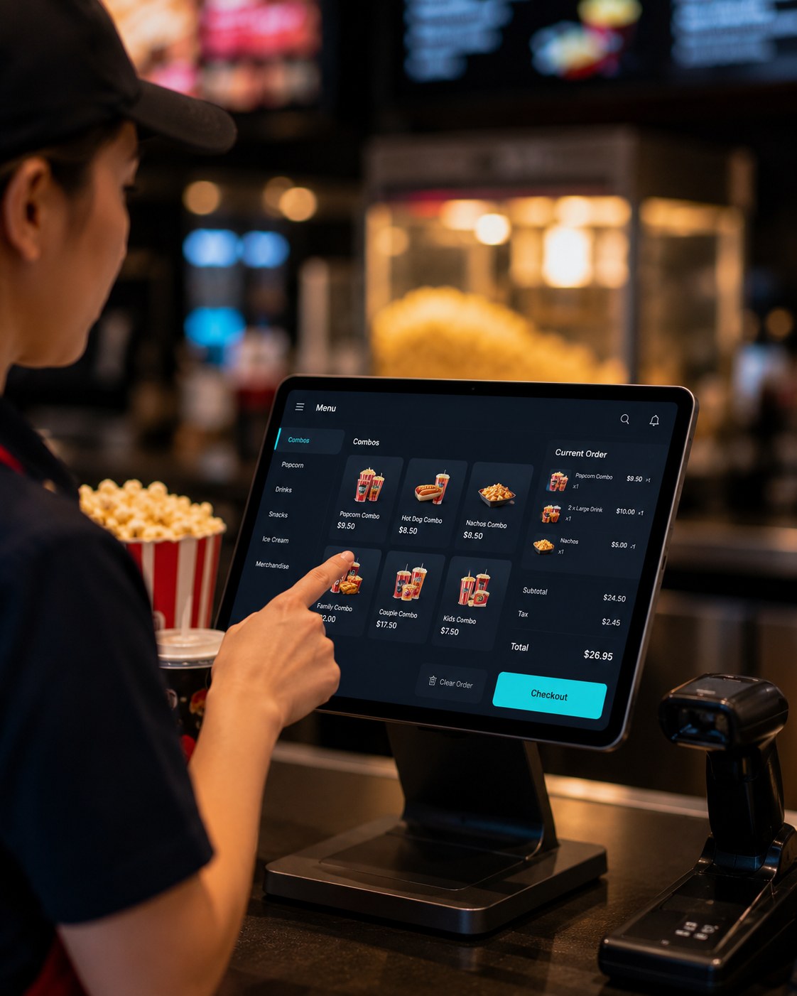 Point-of-sale terminal at a venue food counter